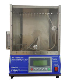 Harga yang pantas EN71 Peralatan Pengujian Mudah Terbakar 45 ° Otomatis Mudah Terbakar Tester 220V, 50Hz 0-99.9S on line